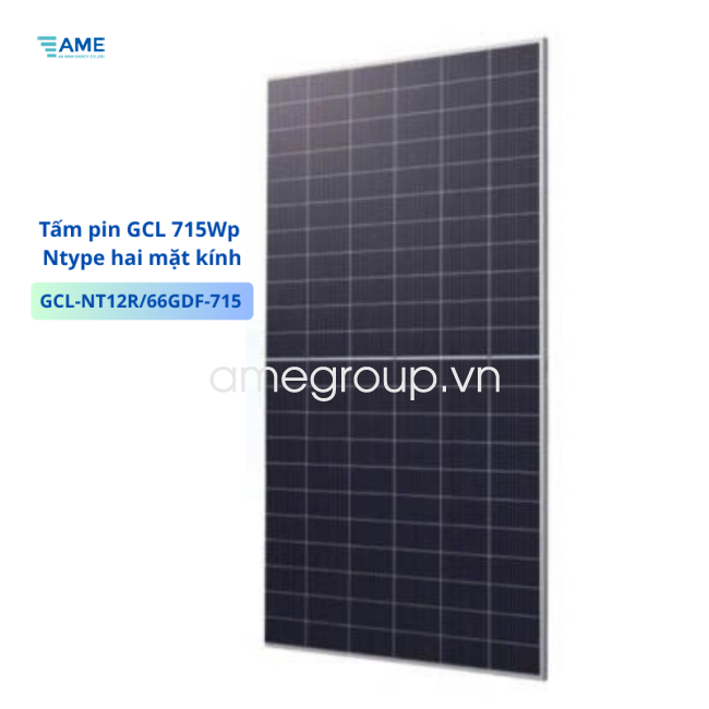 Tấm pin GCL 715Wp Ntype hai mặt kính - GCL-NT12R/66GDF-715